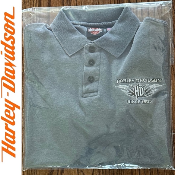 NEW Harley Davidson Embroidered Polo Shirt Size Large - Picture 2 of 11